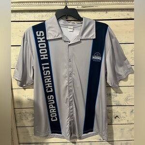 Corpus Christi Hooks Baseball Jersey Gray and Blue Adult Shirt Size Large